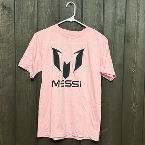 Messi Collection Unisex Shirt Size LG (14/16) NWT Pink/Black Cotton Blend NEW